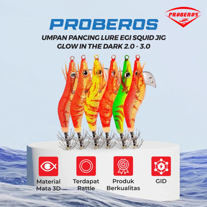 PROBEROS Umpan Pancing Udang Lure Egi Glow LE147