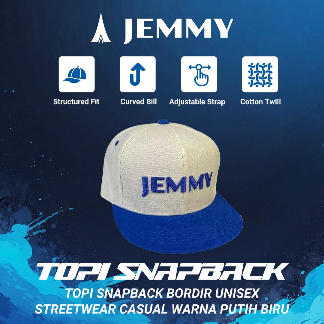 TOPI JEMMY BASEBALL WARNA PUTIH DAN BIRU TM002