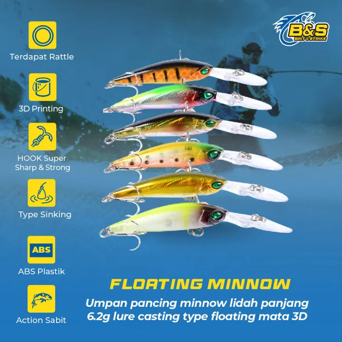 LMRN Minnow Floating Lidah Panjang 6.2g/9.4cm - MN218