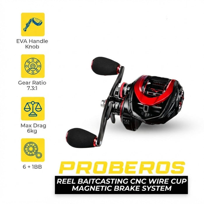 Reel Baitcasting Proberos CNC RED BLACK VHC120 - RP107