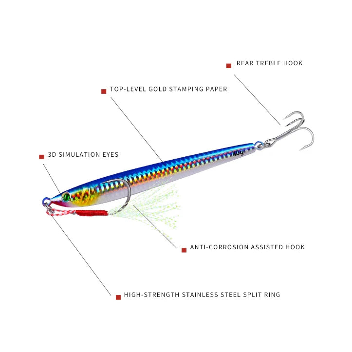 LureKiller Umpan Pancing MetalJig 5 Warna Hook Bercahaya Superbait MJ036