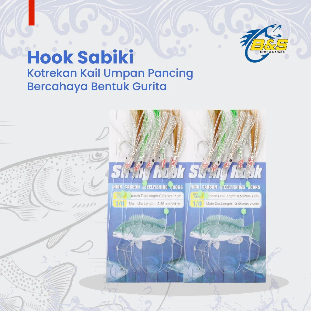 LureKiller Kail Umpan Pancing Bercahaya Gurita 5 Hook Sabiki Kotrekan KU004