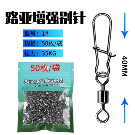 50 Pcs Kili-Kili Rolling Swivel Snap Connector Bahan Stainless Steel Fishing Gear KUP166
