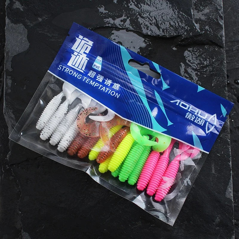30PCS Umpan softlure 3cm/4cm umpan casting softlure padlle tail