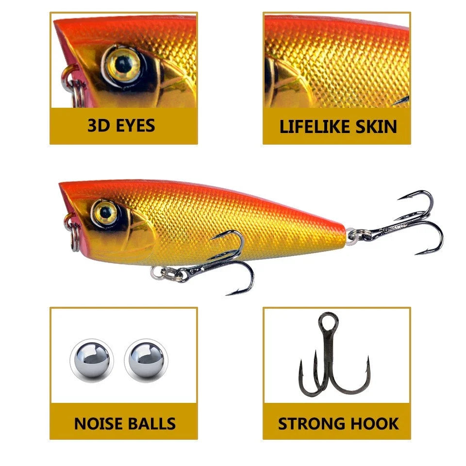umpan pancing POPPER 7g/6cm lure casting top water action stabil LP153