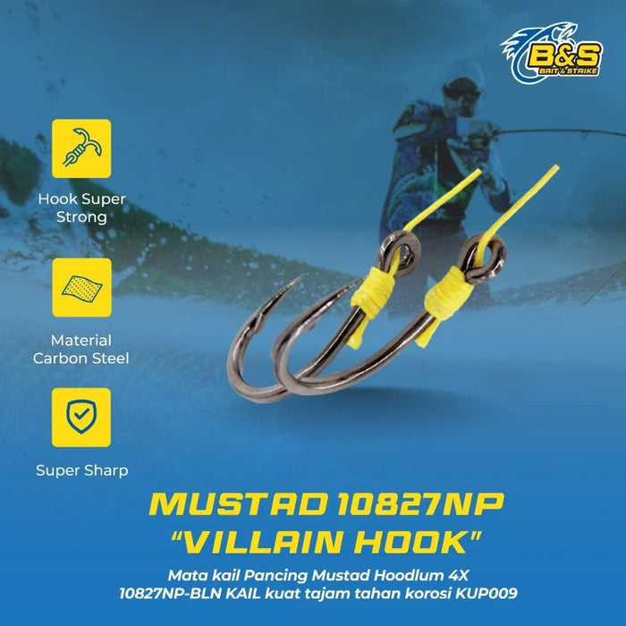 Mata kail Pancing Mustad Hoodlum 4X 10827NP-BLN KAIL kuat tajam tahan korosi KUP009