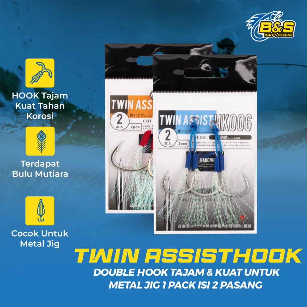 Lurekiller double Hook tajam & kuat untuk metal jig 1pack isi 2 pasang HJ032