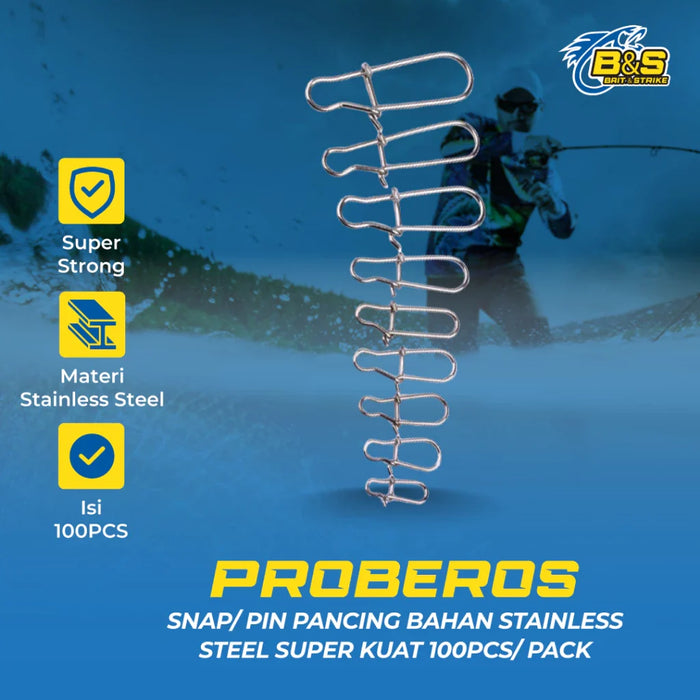 PROBEROS ZQBZ 100Pcs/ Pack Pin Pancing Bahan Stainless Steel Super Kuat Warna Silver KUP162