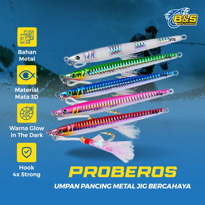 LureKiller Umpan Pancing MetalJig 5 Warna Hook Bercahaya Superbait MJ036