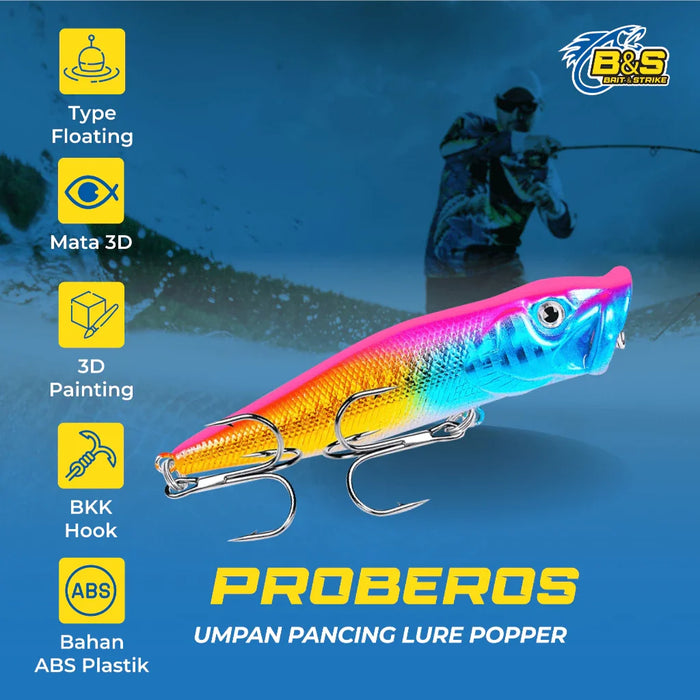 PROBEROS Umpan Pancing Lure Popper 9.5CM 12G Umpan Keras Plastik DW1002 LP004