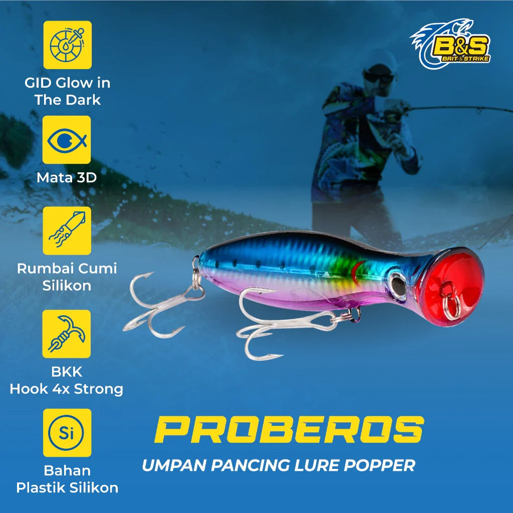PROBEROS Umpan Pancing Lure Popper 13Cm/43G DW491 LP006