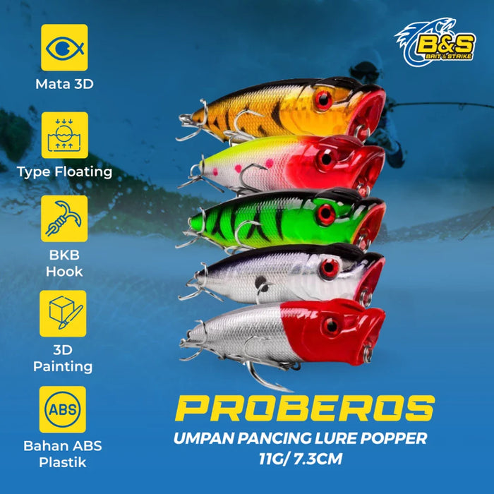 Proberos Umpan Pancing Lure Popper 11G / 7.3Cm Lure Floating LP002