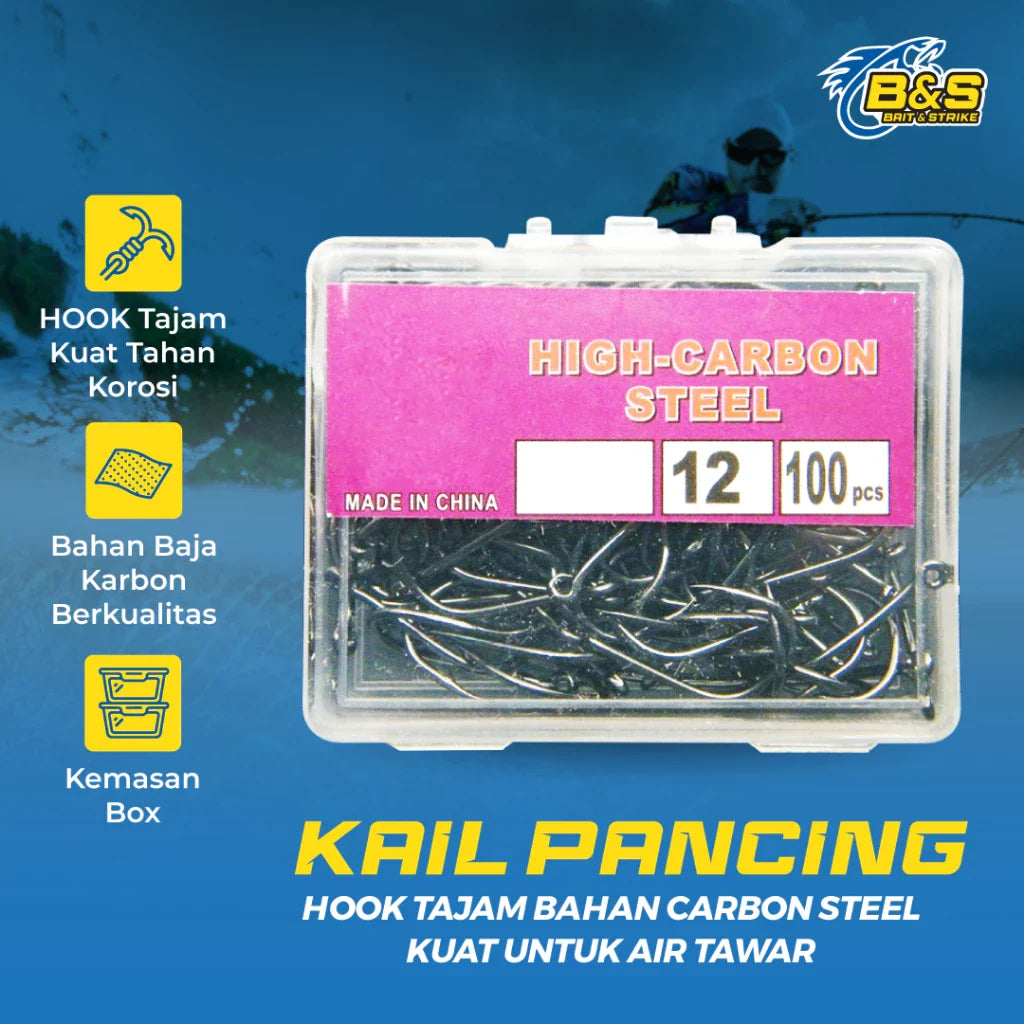50-100Pcs Kail Pancing Tajam Bahan Carbon Steel Kuat Untuk Air Tawar / Laut KUP154