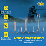 50PCS Kail XY-587 High Carbon Steel Fishing Hook Double Hook Soft Frog Hook KUP169