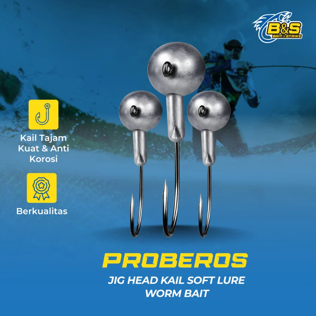 PROBEROS Mata Pancing 1g 12g 14g 20g Kail Timbal Jig Head Kail Untuk Soft Lure Worm Bait KUP101