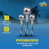 PROBEROS Mata Pancing 1g 12g 14g 20g Kail Timbal Jig Head Kail Untuk Soft Lure Worm Bait KUP101