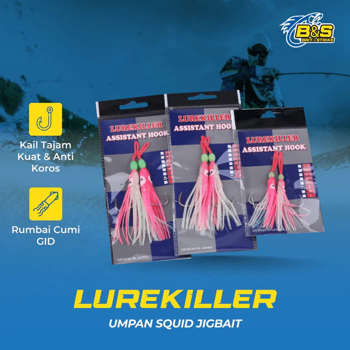 LUREKILLER Umpan Pancing Lurekiller Baru Squid Jigbait Assistant Hook Kail S/M/L JB014