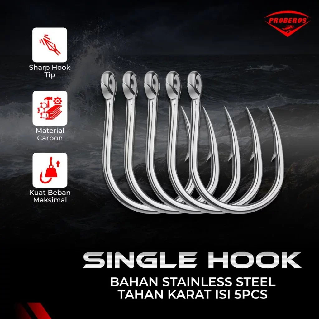 PROBEROS 5/10 Pcs Kail Pancing SJ43 Bahan Stainless Steel Tahan Karat Plat Besi KUP172 KUP173