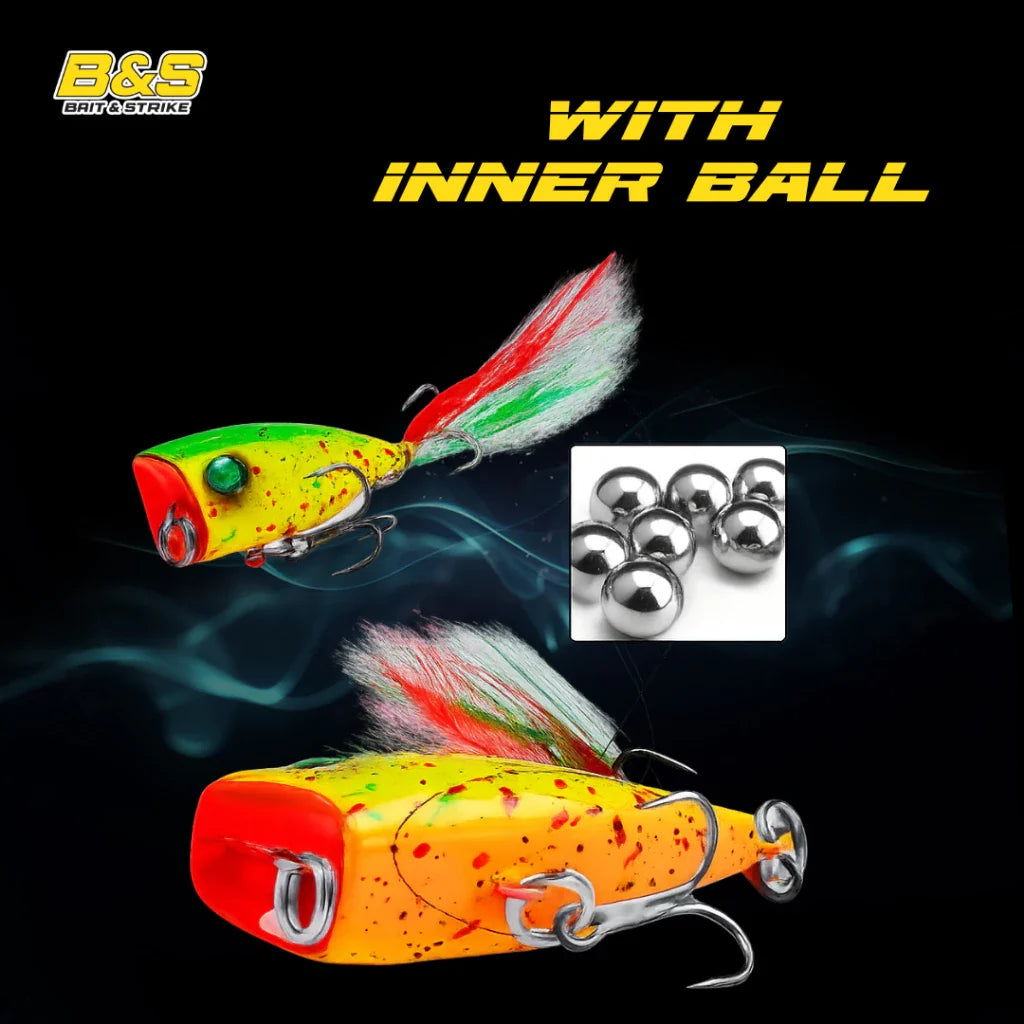 PROBEROS umpan mini popper 4G / 4.3cm lure mini popper hook berbulu killer LP005