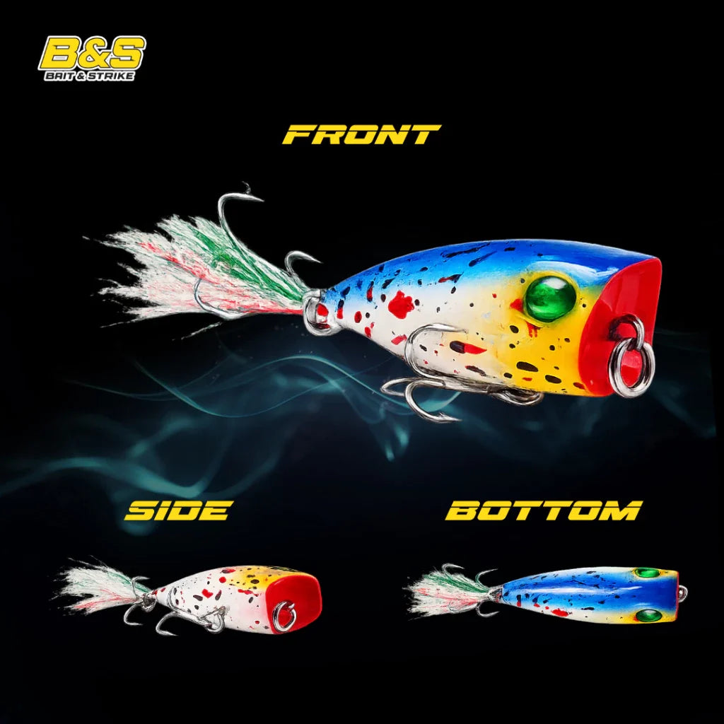 PROBEROS umpan mini popper 4G / 4.3cm lure mini popper hook berbulu killer LP005