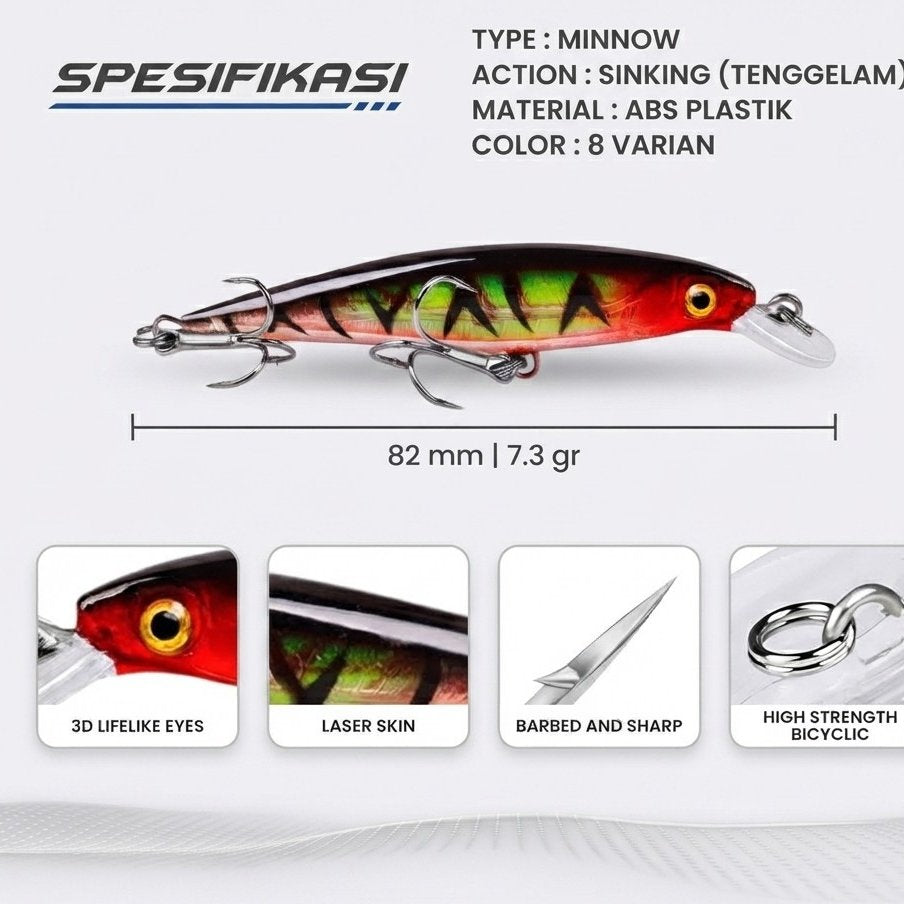 JEMMY Minnow Sinking Laser Skin 8.2cm 7.3g - MN232