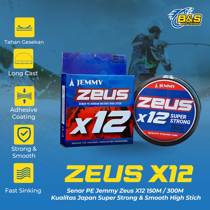 JEMMY ZEUS SENAR PE X12 150M & 300M Kualitas JAPAN SP021