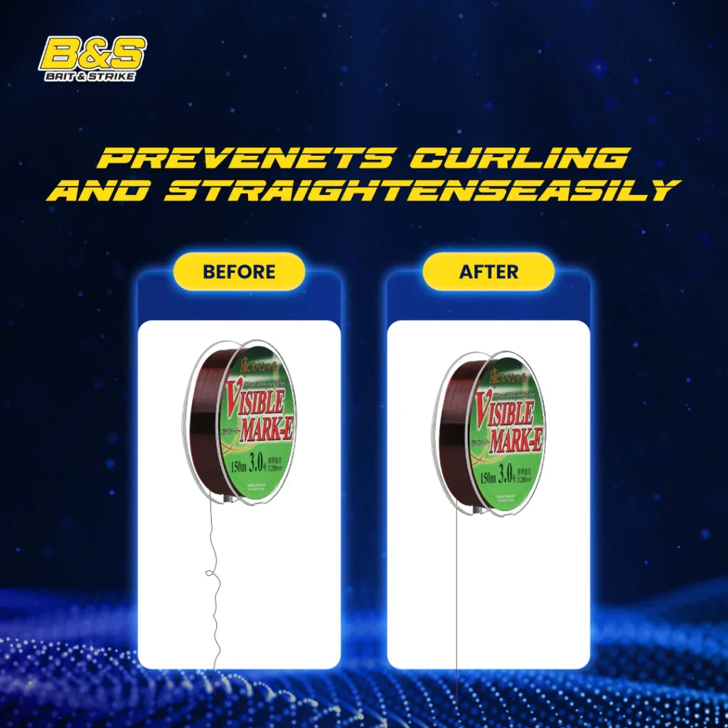 Senar Pancing Nylon 150m VISIBLE MARK-E Transparan - Merah anggur tahan kriting dan kuat SP014