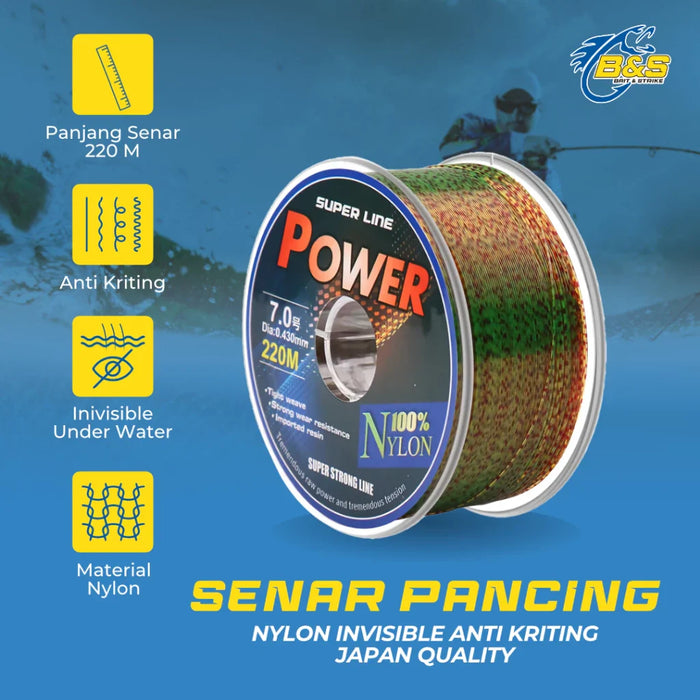 Senar Pancing 220m 100% Nylon INVISIBLE Kuat Anti Kriting SP015