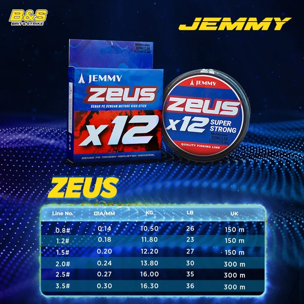 JEMMY ZEUS SENAR PE X12 150M & 300M Kualitas JAPAN SP021
