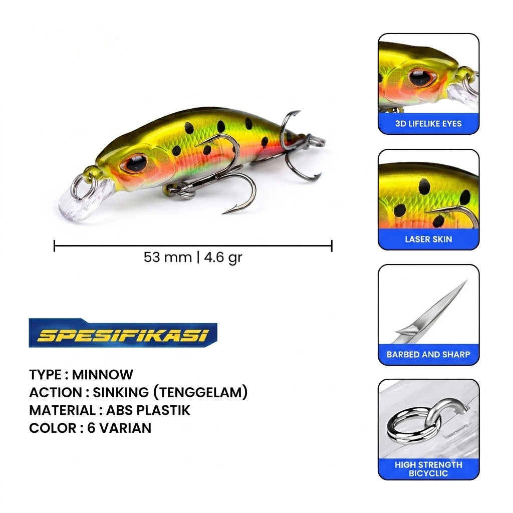 PROBEROS Minnow Sinking Ultra Light 5.3cm 4.6g - MN195