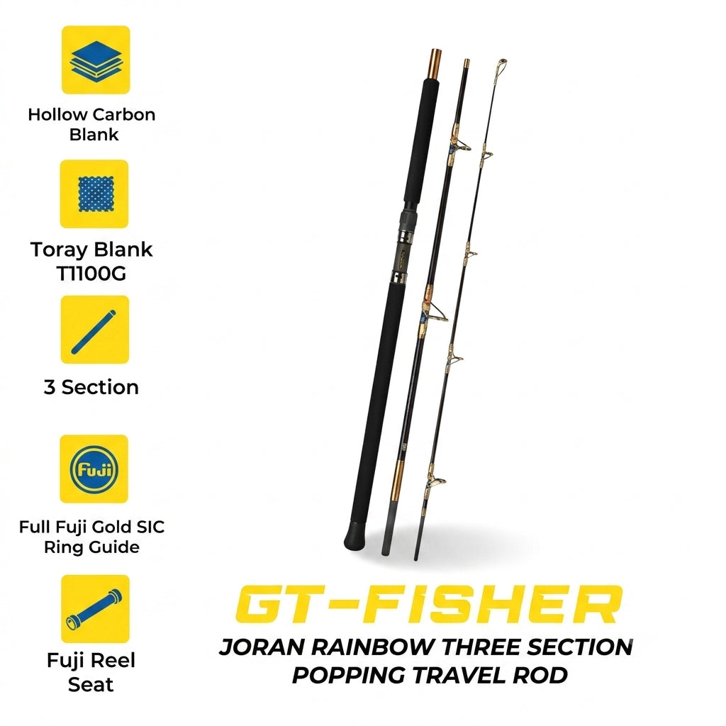 GT Fisher Rainbow Three Section Travel Rod - JP137