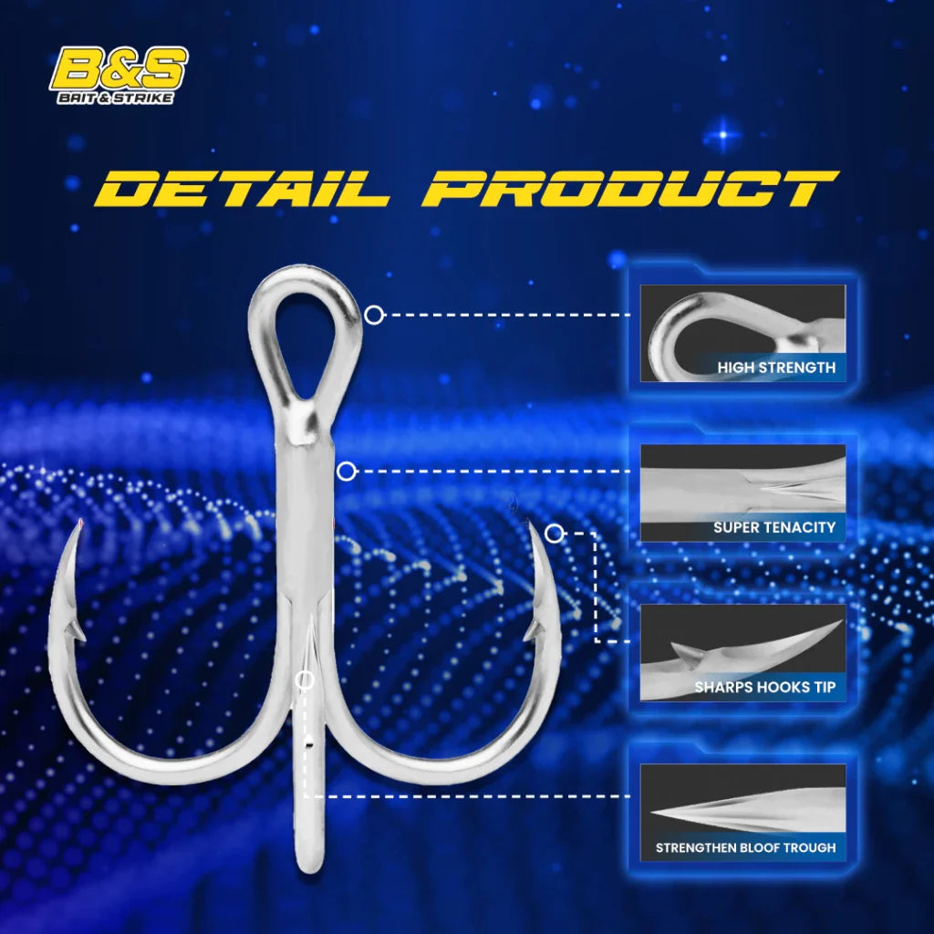 PROBEROS 20Pcs/Kotak Kail Pancing 2/4/6/8/10/12/14# Kail Pancing Treble Bahan Carbon Steel Untuk Memancing Di Laut KUP137