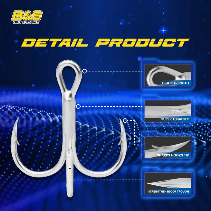 PROBEROS 20Pcs/Kotak Kail Pancing 2/4/6/8/10/12/14# Kail Pancing Treble Bahan Carbon Steel Untuk Memancing Di Laut KUP137