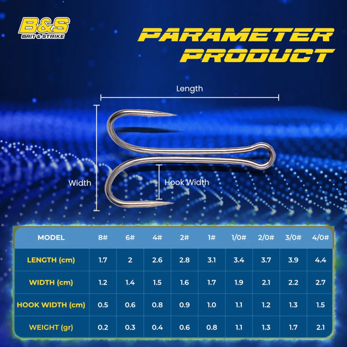 50PCS Kail XY-587 High Carbon Steel Fishing Hook Double Hook Soft Frog Hook KUP169