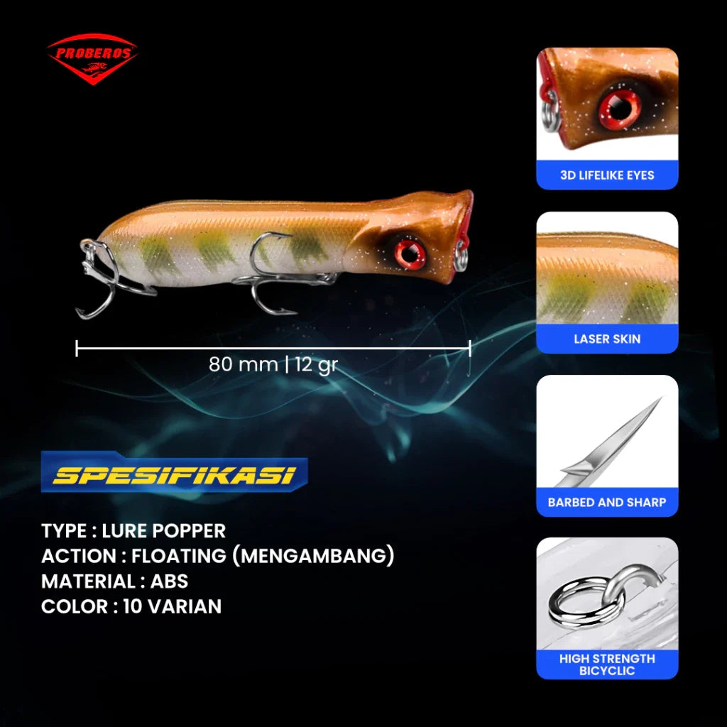 Umpan Pancing Lure Popper 8CM 12G Bionic DXP002 LP003