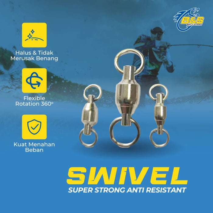 5PCS Firelock Rolling Swivel Stainless Steel High Strength Kili-Kili Pancing SWIVEL03