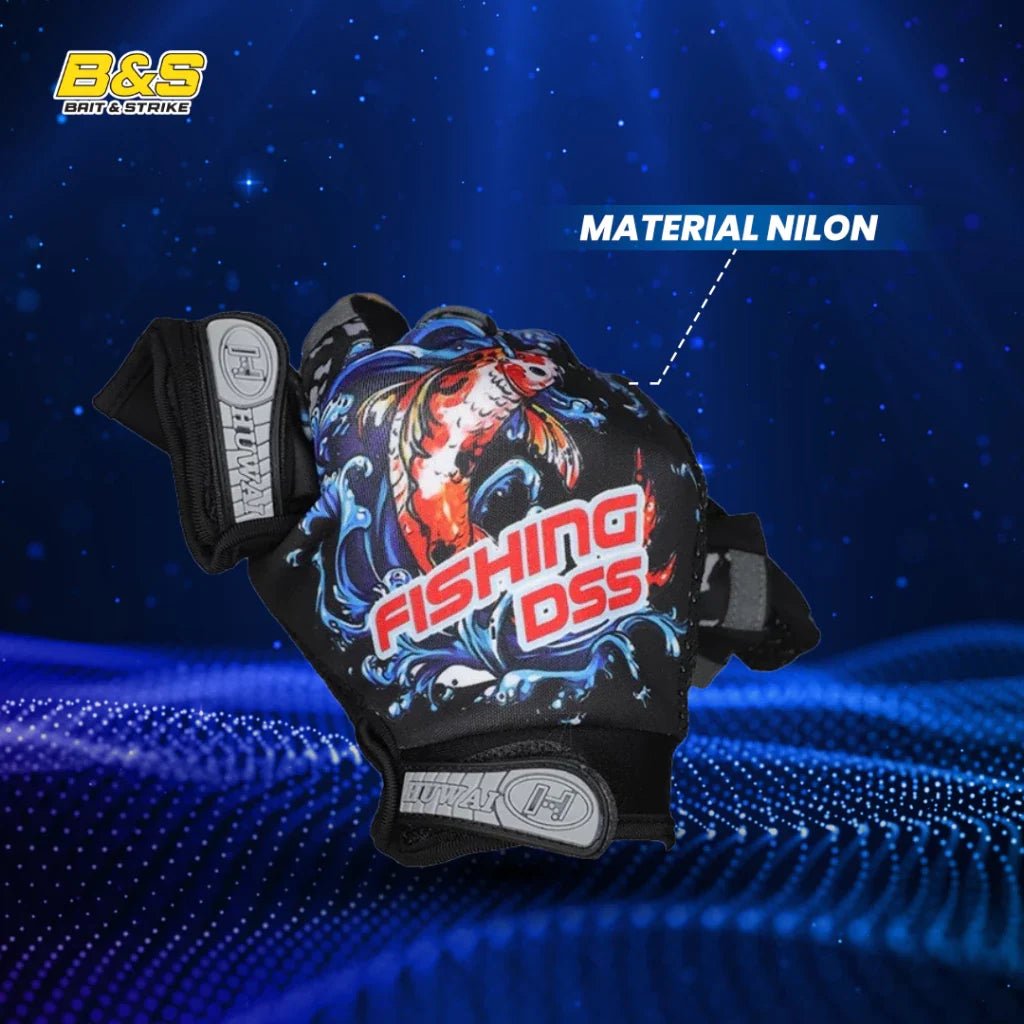 Sarung Tangan Memancing Pancing Jigging Casing Terbuka Jari Non-Slip ST001