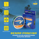 Senar nilon monofilamen POWER 100m kuat lembut mudah tenggelam