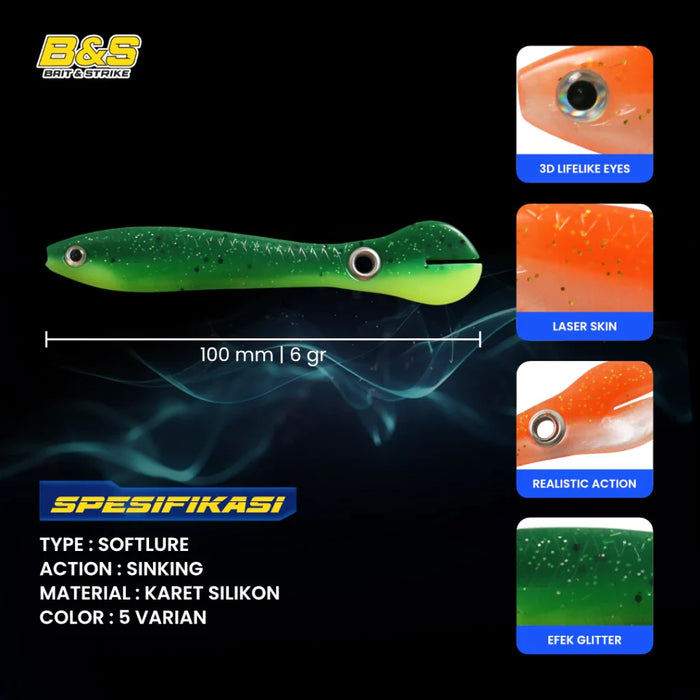 Umpan pancing soft bait 6g/10cm bahan karet silicon lembut  SL123