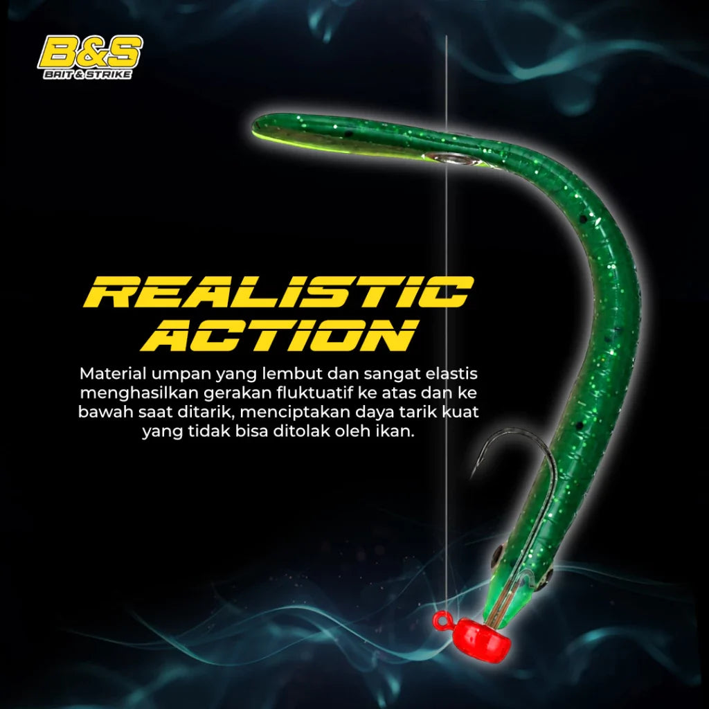 Umpan pancing soft bait 6g/10cm bahan karet silicon lembut  SL123_HIJAU
