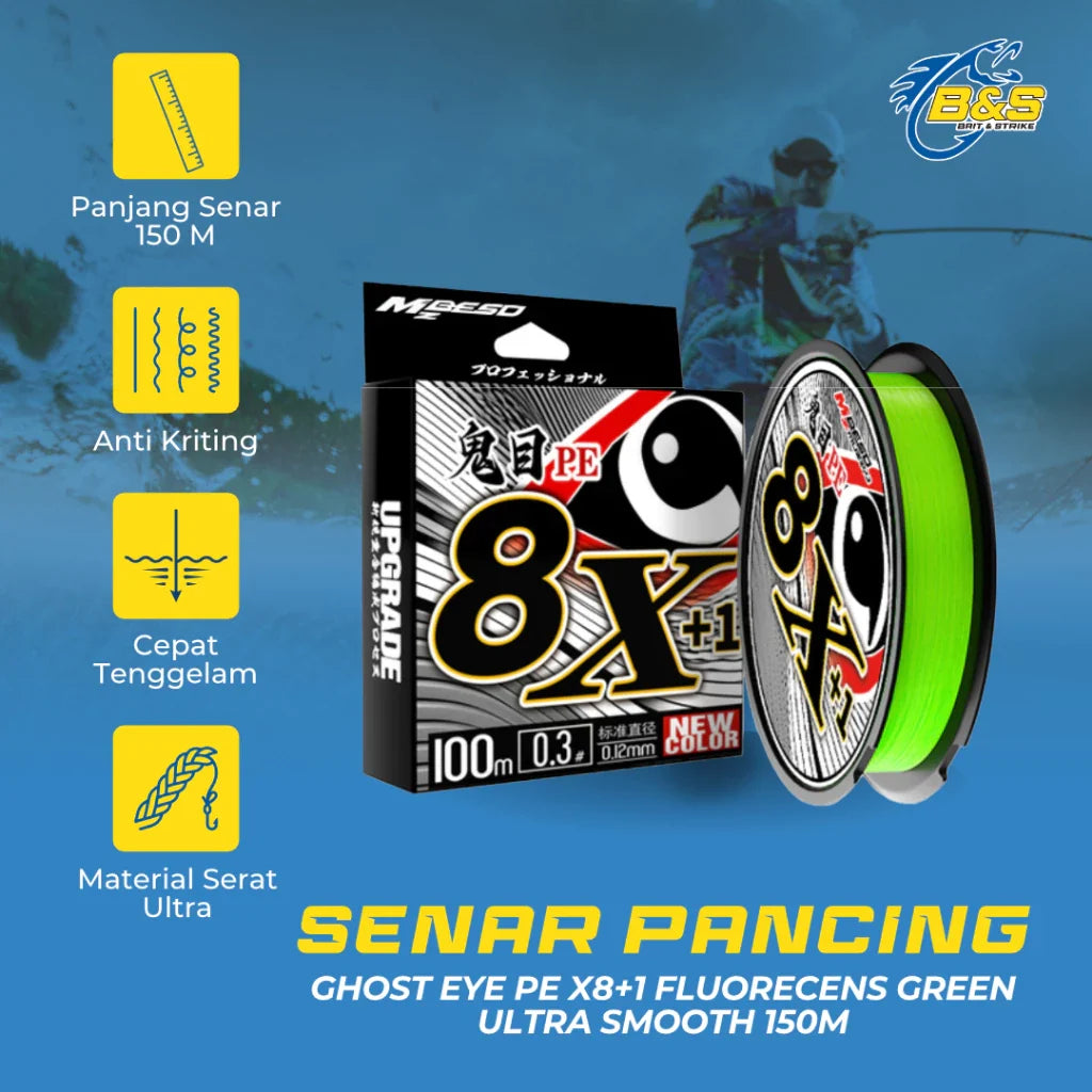 Senar PE X8+1 fluorecens green ultra smooth 150m surface coating