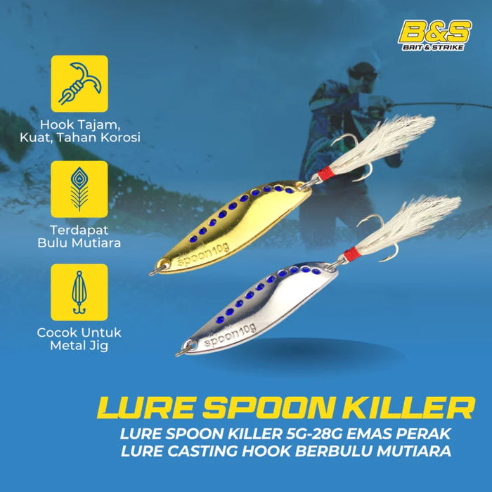 PROBEROS Lure spoon killer 5g - 28g lure casting hook berbulu mutiara MJ115