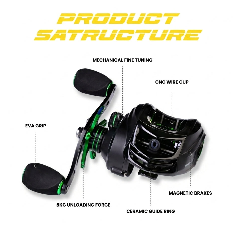 Reel Baitcasting Proberos CNC BLACK GREEN DW SERIES - RP118