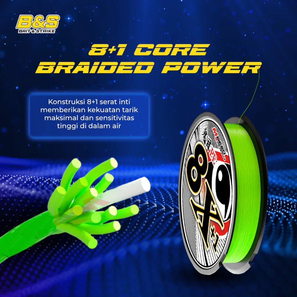 Senar PE X8+1 fluorecens green ultra smooth 150m surface coating