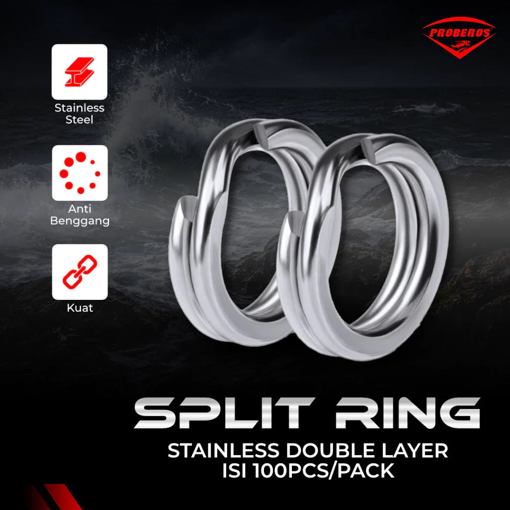 PROBEROS SPLIT RING STAINLESS 100PCS/PACK DAC001 DOUBLE LAYER Ring Umpan Pancing SR116