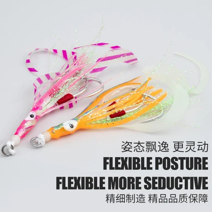 LureKiller Kail Umpan Pancing Bercahaya Jigbait gurita Double Hook Sabiki Kotrekan KU005