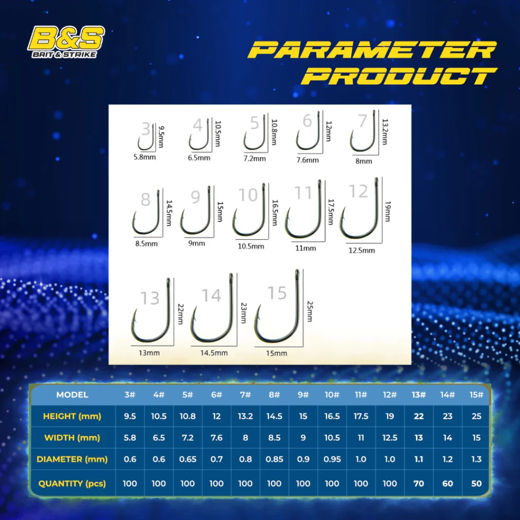 50-100Pcs Kail Pancing Tajam Bahan Carbon Steel Kuat Untuk Air Tawar / Laut KUP154