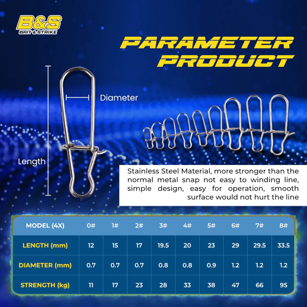 PROBEROS ZQBZ 100Pcs/ Pack Pin Pancing Bahan Stainless Steel Super Kuat Warna Silver KUP162