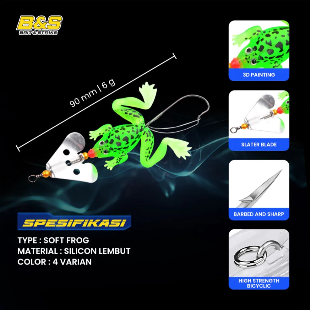 PROBEROS umpan pancing mini slater single propeller katak lembut 6G/9CM LK145 DW1245