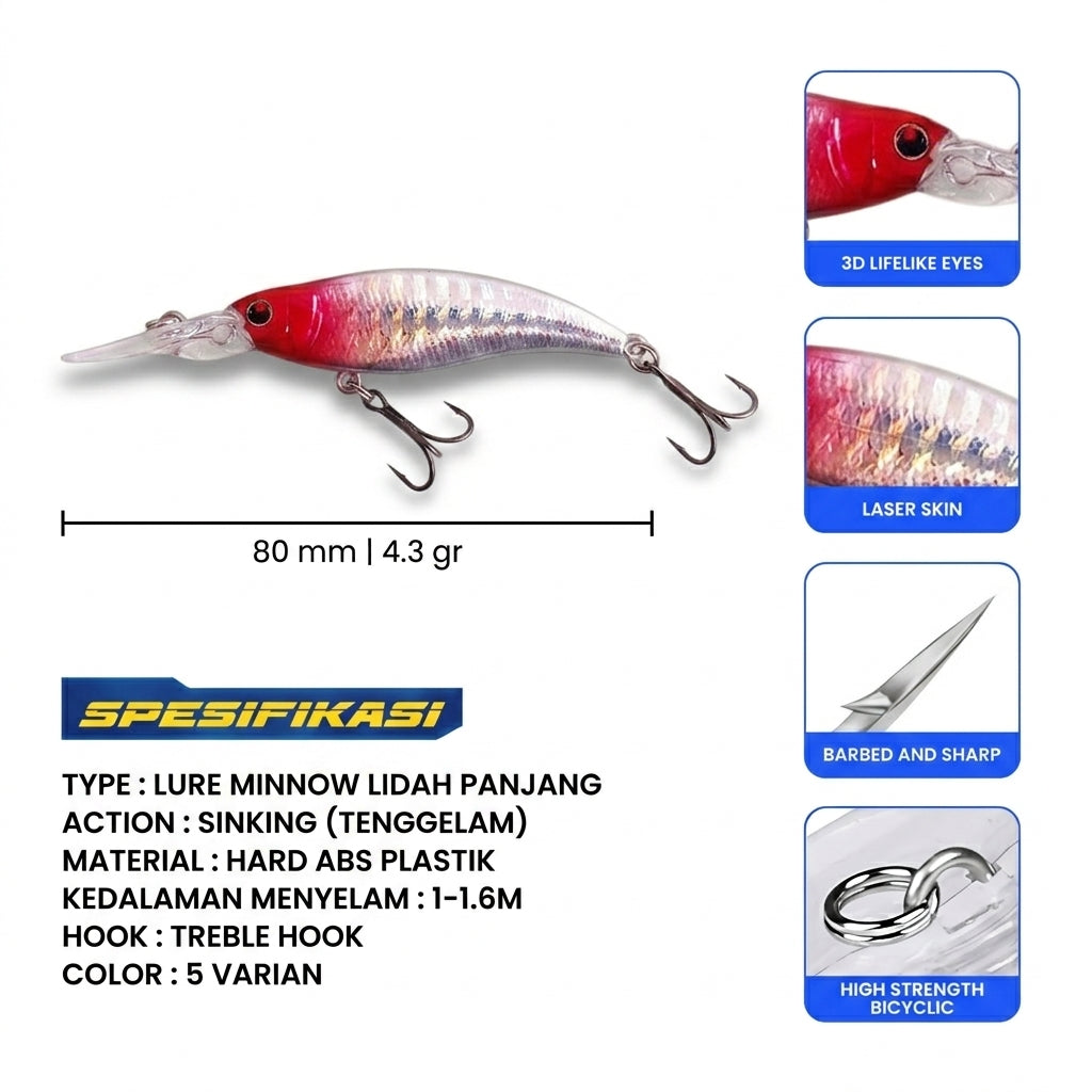Minnow Deep Diving 8cm 4.3g - MN102